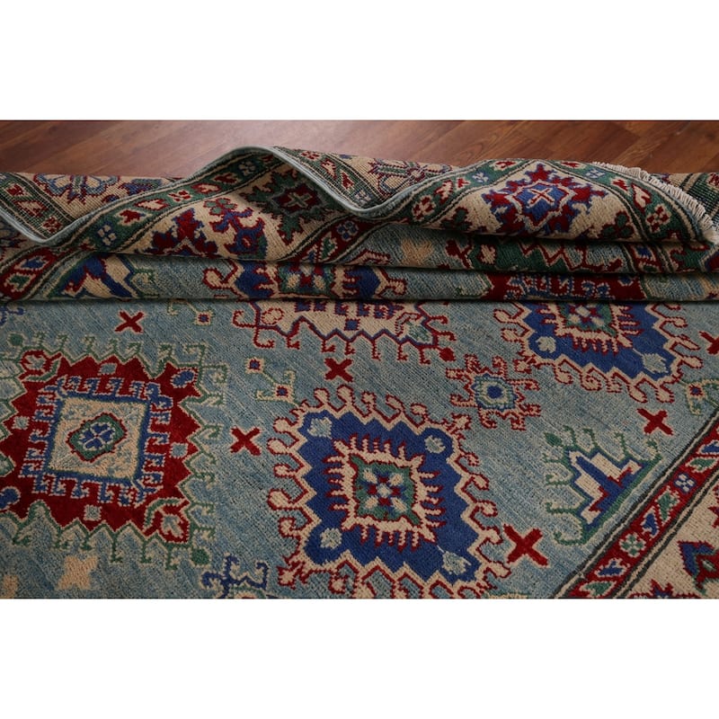 Traditional Blue Kazak Area Rug Handmade Wool Carpet - 5'1" x 6'10"