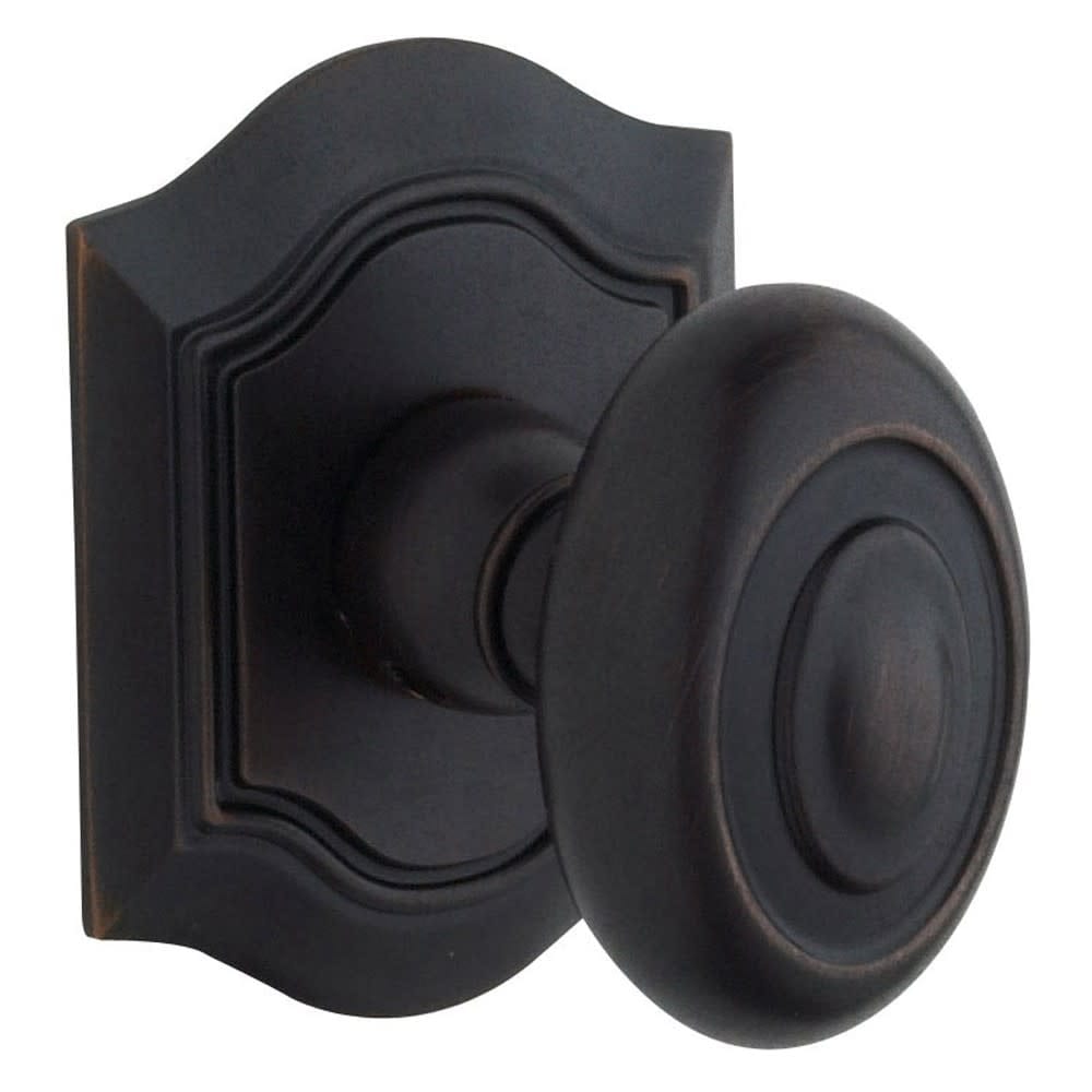 Baldwin 5077.MR Pair of Bethpage Estate Door Knobs Without Rosettes Satin Brass and Black