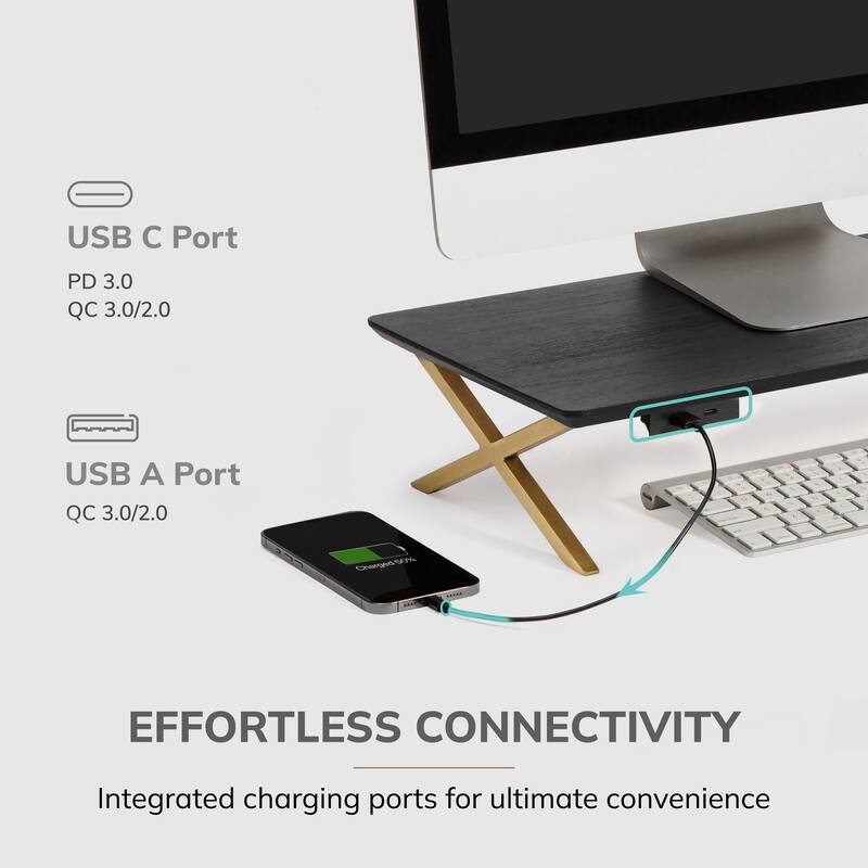 Jani Wood Monitor Stand Riser Desk - Ergonomic Design Stand, Desktop Organizer Table for Home, Office Workspace, Gaming Desk