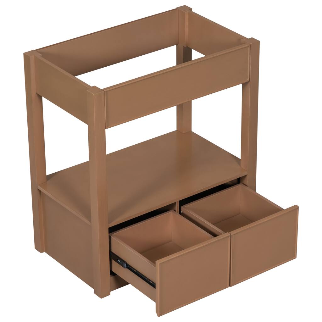 30" Bathroom Vanity with Open Storage Shelf and Drawers