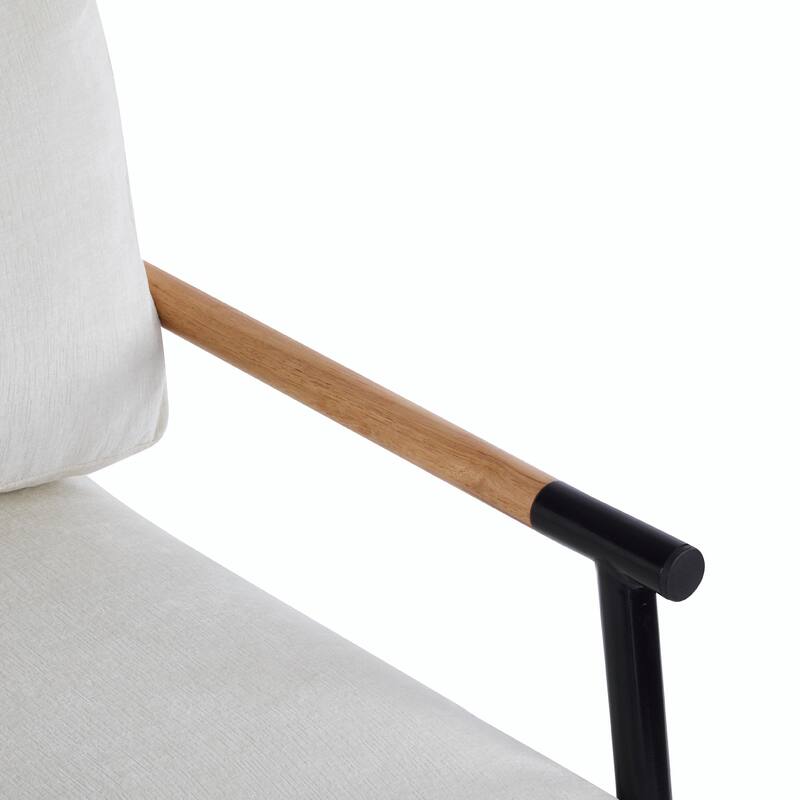 Minimalist Armchair - Soft Cushions, Wood/Metal Design, Compact