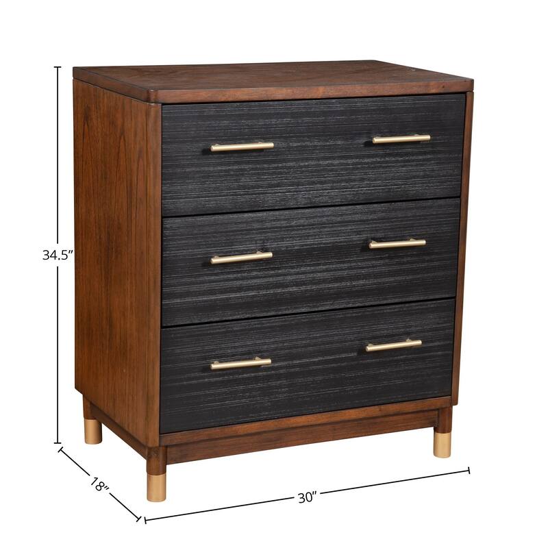 Alpine Furniture Belham 3 Drawer Small Chest in Dark Walnut (Brown)