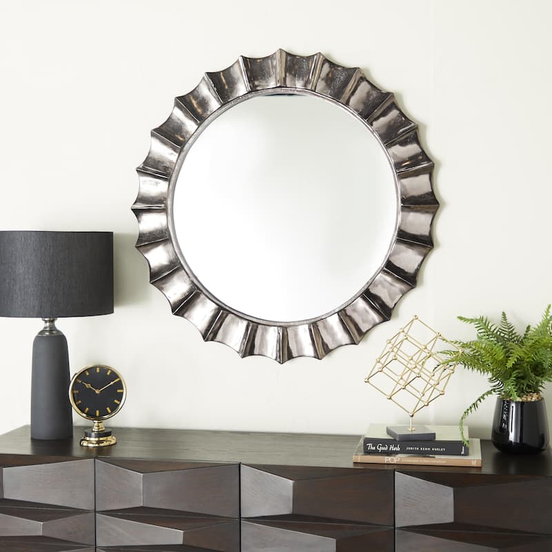 Aluminum Metal Starburst Wall Mirror - Gold - Roche River Decor
