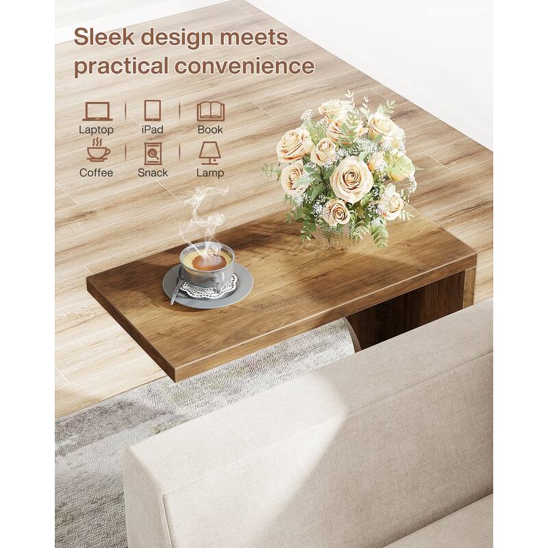 Wood 2-Tier C-Shaped ChairSide End Couch Table (Set of 2)