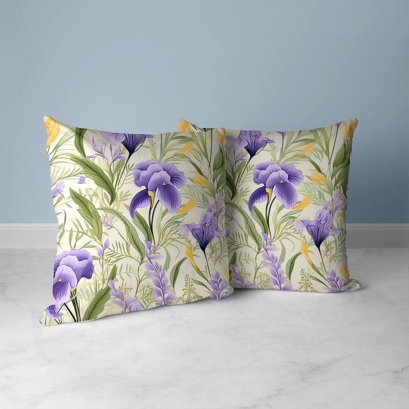 Breezy Buds Faux Suede Reversible Throw Pillow Green and Purple