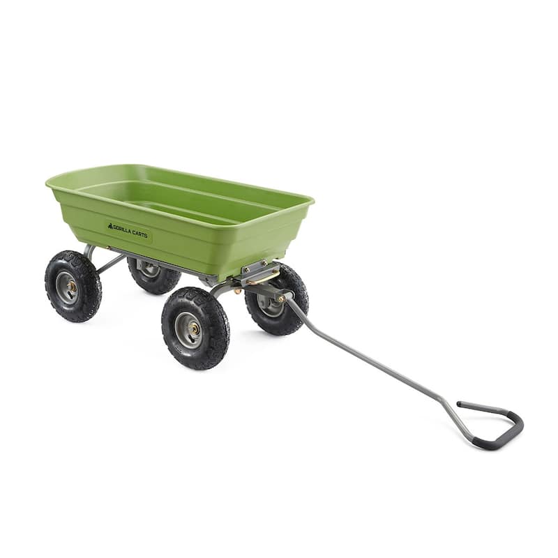 Gorilla Carts 600 Pound Capacity Heavy Duty Poly Yard Dump Utility Cart, Green - 31.5