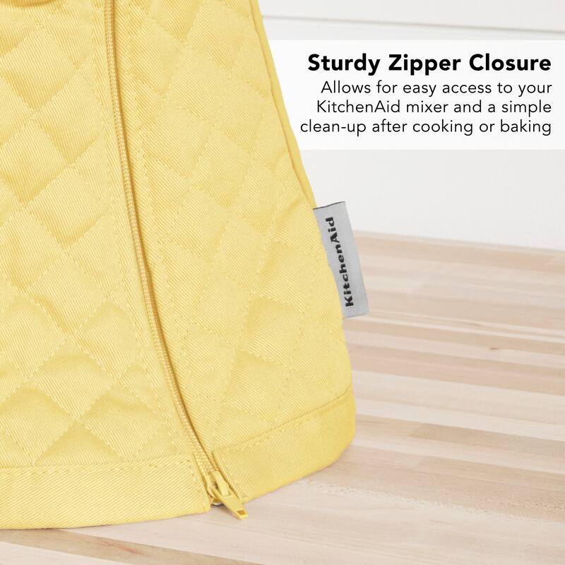 KITCHENAID Fitted Tilt-Head Solid Stand Mixer Cover with Storage Pocket, Quilted 100% Cotton