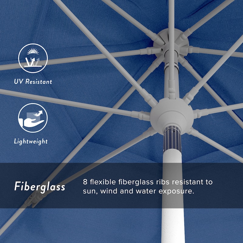 California Umbrella 11' Sun Master Patio Umbrella White Aluminum Pole Fiberglass Ribs Crank Lift Tilt Pacifica