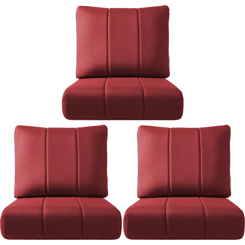Ivora 24" W x 24" D x 6" T Water & Fade Resistant Outdoor Lounge Chair Replacement Cushion Set - 3 Sets - Red