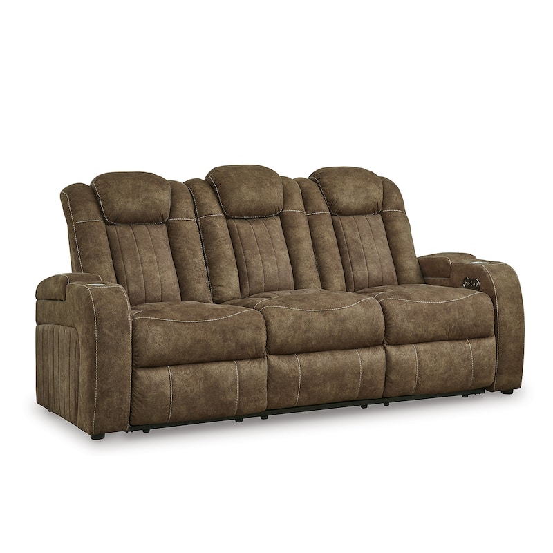 Signature Design by Ashley Wolfridge Brindle Power Reclining Sofa - 86"W x 42"D x 42"H