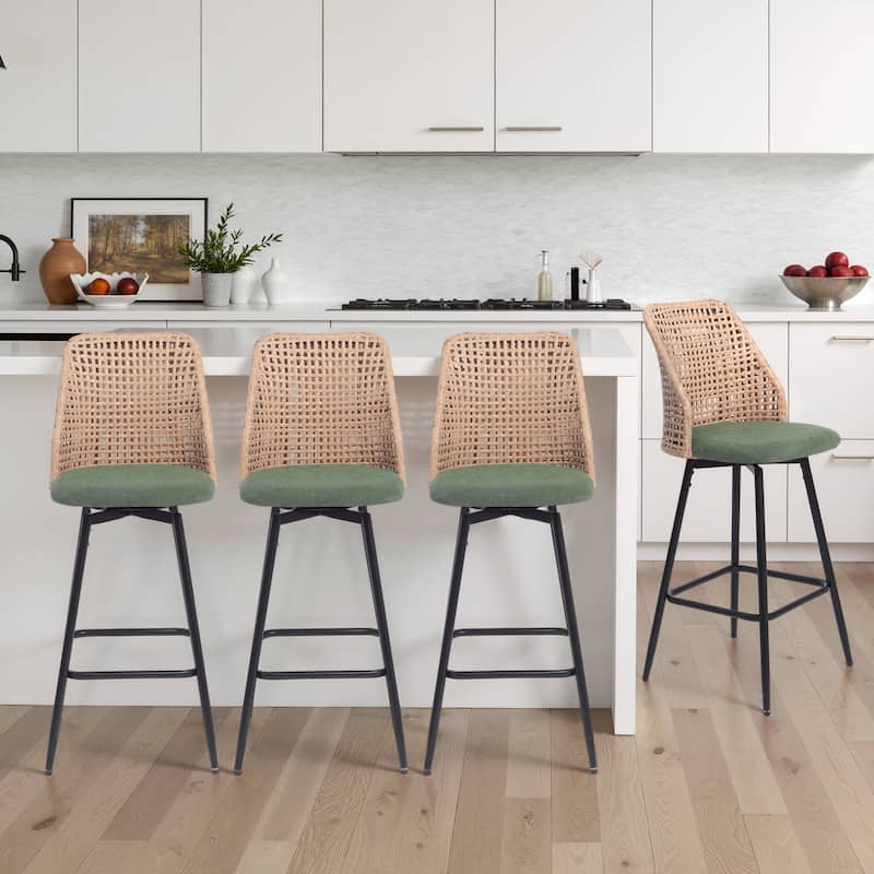 28.7"H Swivel Bar Stools/ Counter Stools with Metal Legs Set of 4 - Set of 4 - Green