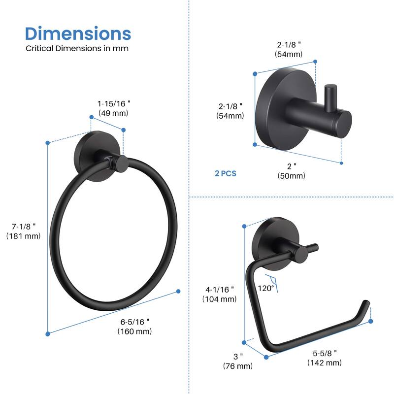 Circular 4-Piece Bathroom Hardware Set