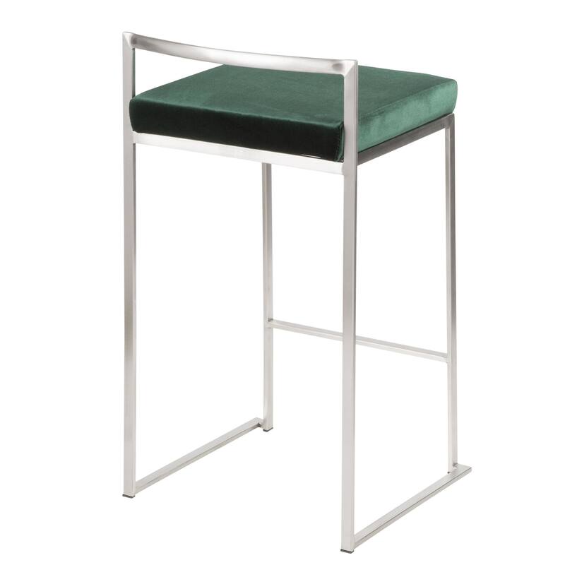 Set of 2 Green Emerald and Silver Stacker Counter Stool - 31"