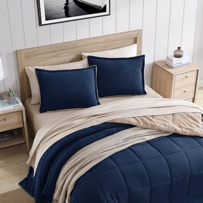 Nautica Beckett Microsuede Reversible Navy Comforter Set