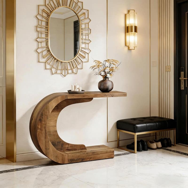 Contemporary C-Shaped Hallway Console Table