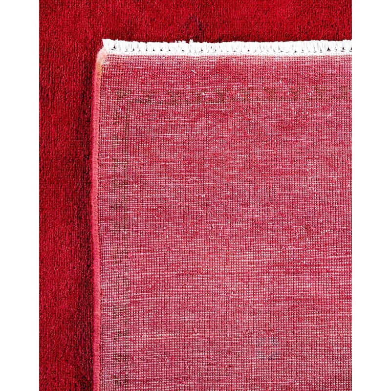 Overton Hand Knotted Wool Vintage Inspired Modern Contemporary Overdyed Pink Area Rug - 8' 3" x 10' 1"