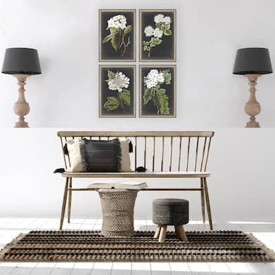 Dramatic White Flower S/4 Framed Art Giclee Under Glass