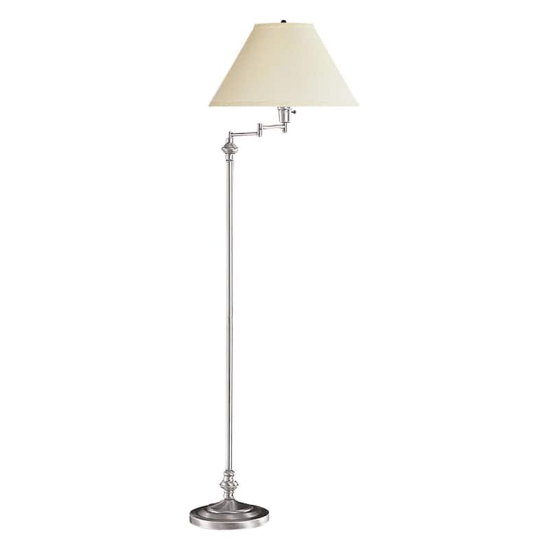 HomeRoots 59" Nickel Swing Arm Floor Lamp With Beige Fabric Empire Shade - 22.75