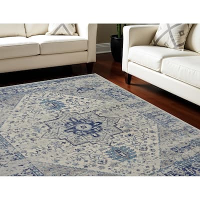 HomeRootsFloral Medallion Transitional Rectangle Area Rug - 142' X '106' X '0.5