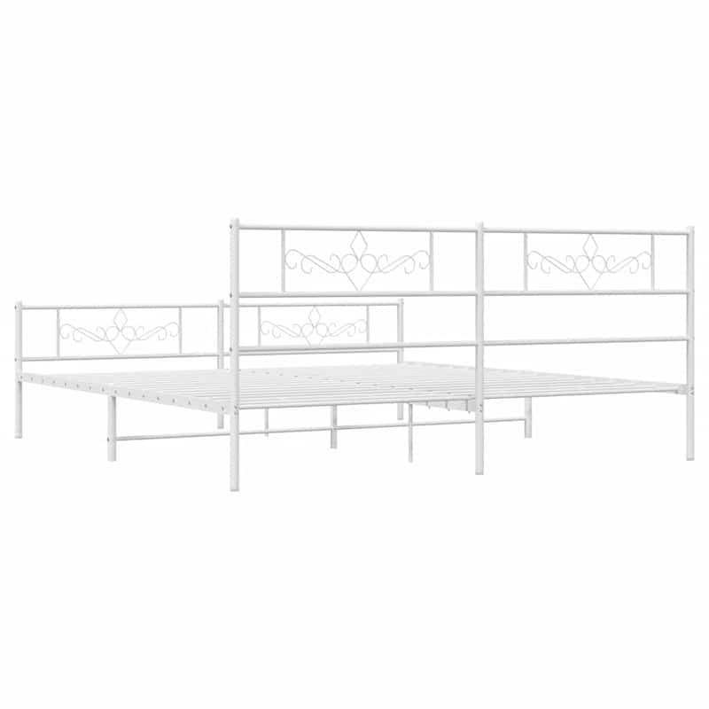 vidaXL 12 Inches White California King Metal Bed Frame No Mattress - 86.2" x 73.6" x 35.4"