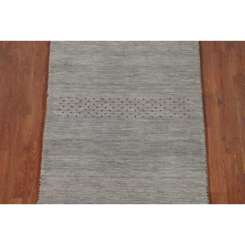 Animals Tribal Gabbeh Oriental Runner Rug Handmade Wool Carpet - 2'7"x 9'8"