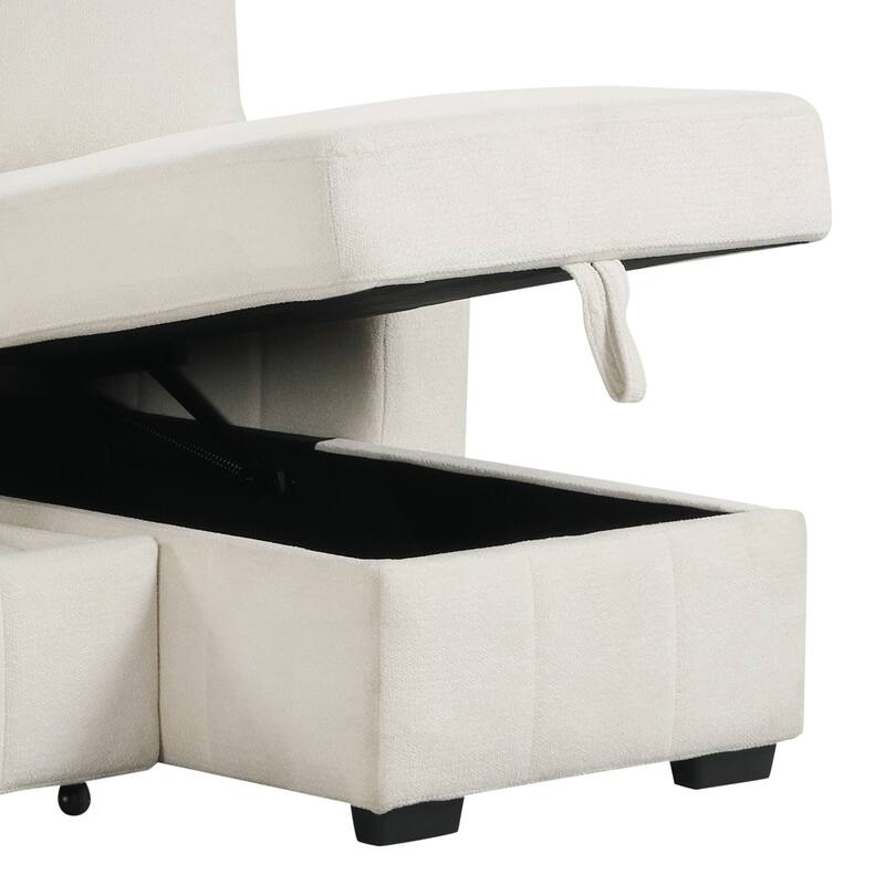 90" L-Shaped Warp Knitted Fabric Sectional Sofa with Storage Chaise