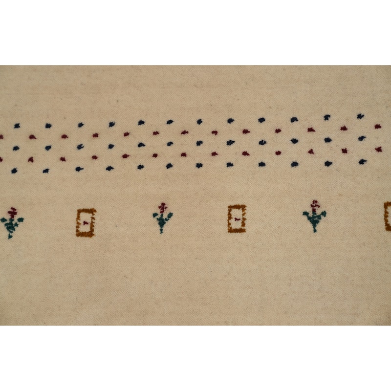 Hand Knotted Oriental 100% Wool Carpet Tribal Animal Pictorial Beige & Ivories Gabbeh Area Rug - 9' 10'' X 6' 7''