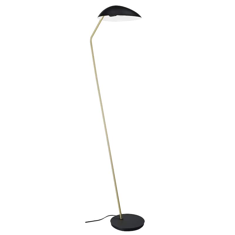 Lindmoor - 1-Light Floor Lamp Black Finish - Brushed Brass Accents