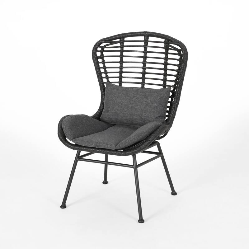 Rattan Outdoor Accent Chair with Cushions for Patio, Balcony