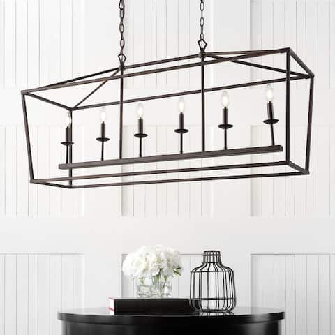 Pagoda 49" Linear 6-Bulb Lantern Metal LED Pendant, ORB by JONATHAN Y