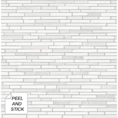 NextWall Faux Mosaic Strip Tile Peel and Stick Wallpaper
