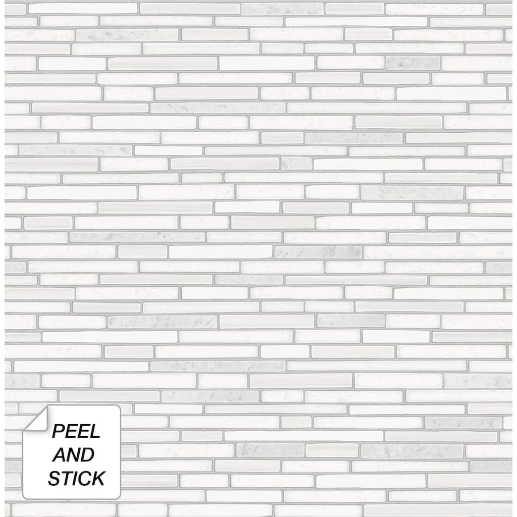 NextWall Faux Mosaic Strip Tile Peel and Stick Wallpaper