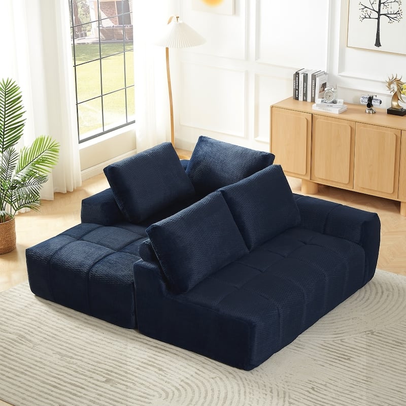 111.4" L-Shaped Mnimalist Faux Fur Sectional Oversized Sofa for Living Spaces