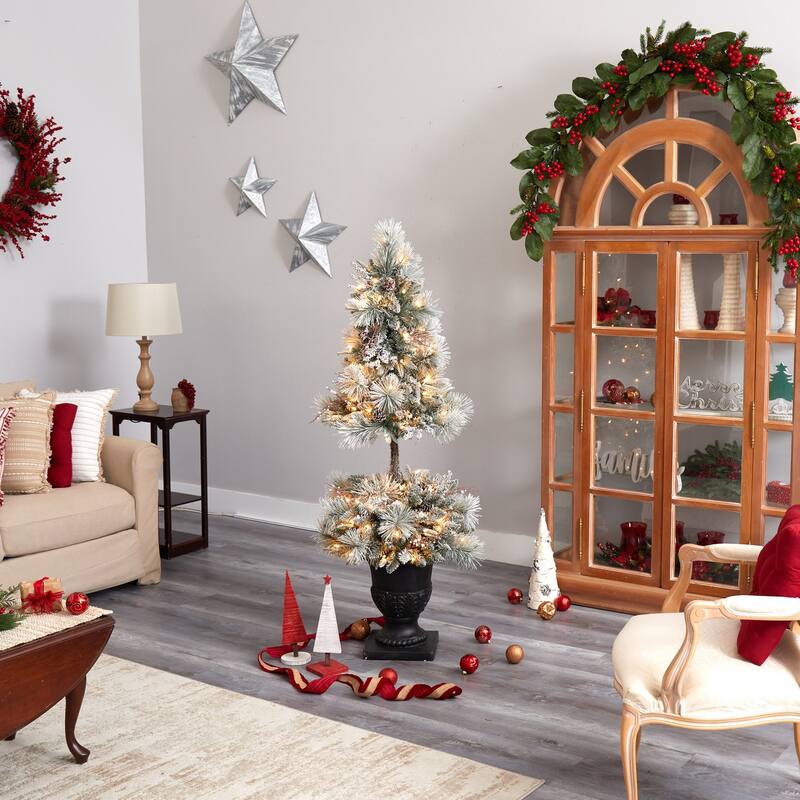 5ft Christmas Tree with Lights & Bendable Branches - Holiday Decor Urn Base - Green - 60