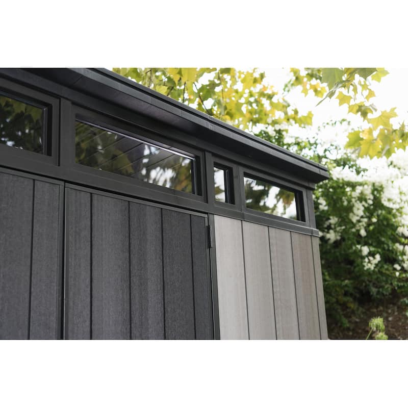 Keter Artisan 11x7 ft. Modern and Elegant Resin Outdoor Storage Shed With Floor for Patio Furniture and Tools, Grey