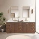preview thumbnail 77 of 126, Oza Bath Vanity with Quartz Stone Top and Mirror 84in. - Dark Brown Oak