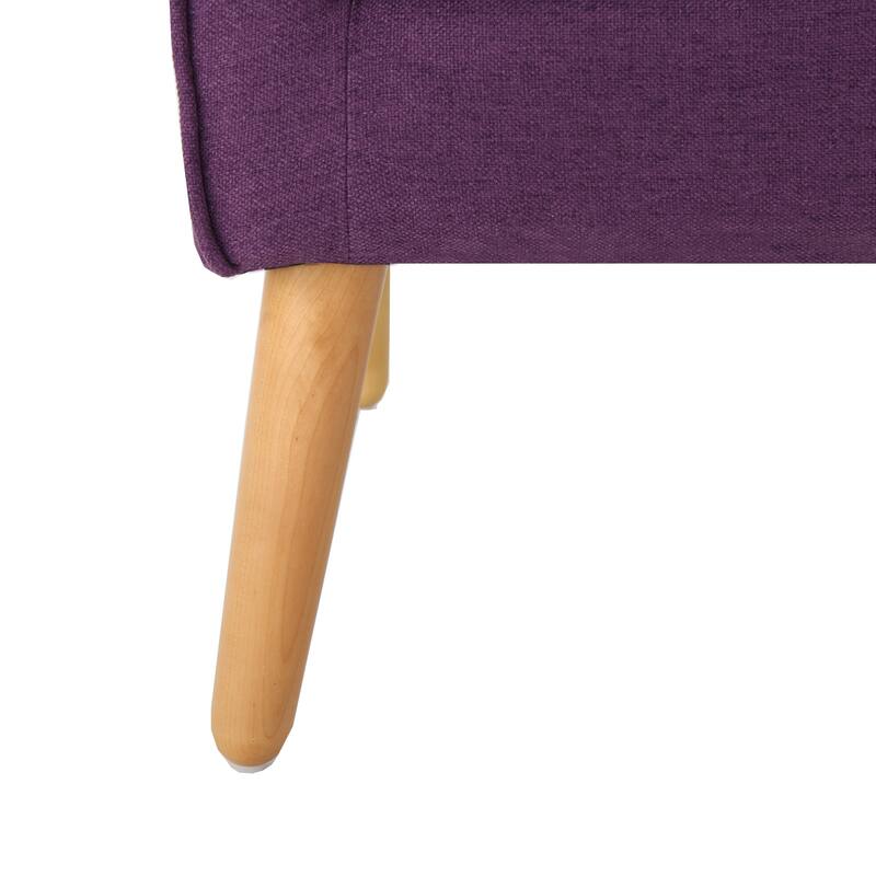 Polyester Mid-Century Armchair with Button-Tufted Back, Solid Wood Legs and High-Density Foam Seat
