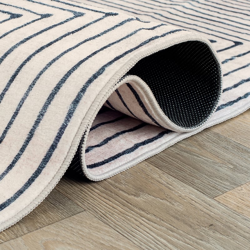 World Rug Gallery Bohemian Stripes Washable Non Slip Area Rug