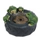 preview thumbnail 3 of 6, Black Resin Old Tire Frog Friends Outdoor Fountain - 10" H x 15.9" Diameter