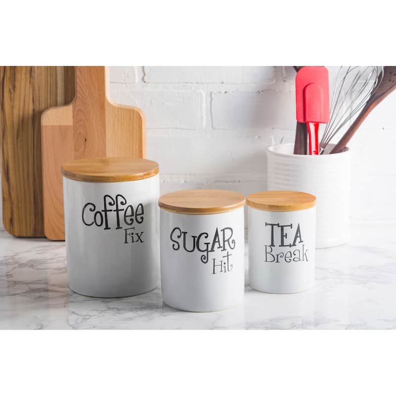 DII Coffee/Sugar/Tea Ceramic Canister (Set of 3)