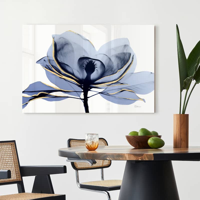 "Golden Midnight 2" Frameless Free Floating Tempered Glass Panel Graphic Wall Art