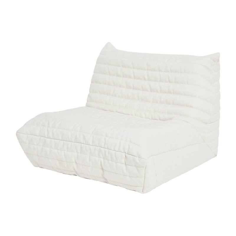 Premium Up-Cycled Memory Foam Chair, Ergonomic Design with Quilted Removable Cover, 70's Bean Bag Chair Alternative - White