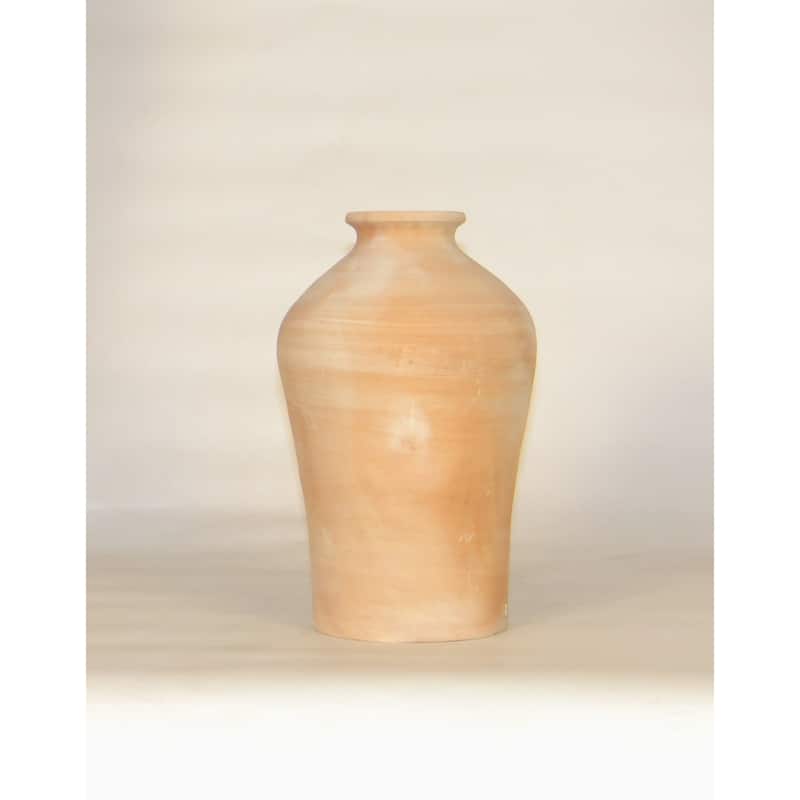 Solid Short Neck Terracotta Vase - 11" - Brown