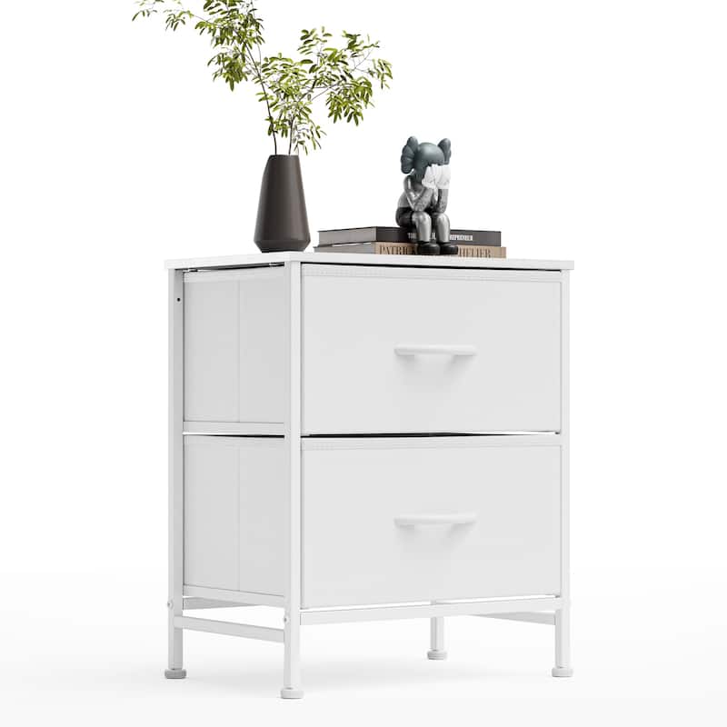 Nightstands with 2 Fabric Drawers & Adjustable Feet for Bedroom,Living Room,set of 2,Black,Grey,Rustic Brown,White