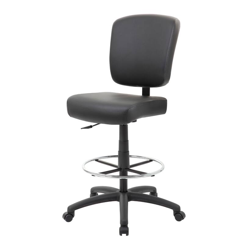 Hya Heavy Duty Swivel Office Stool with Footring, Black Cushions