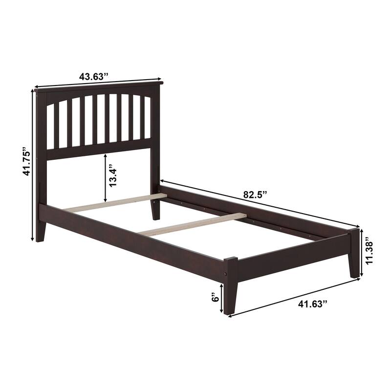 Mission Twin XL Foundation Bed Frame with USB Charging Station in Espresso