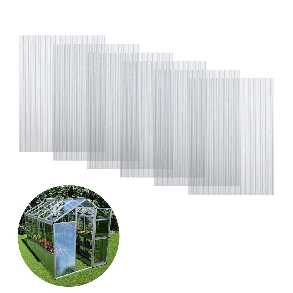 Aoodor 6PCS Twin-Wall Greenhouse Panels: Clear, UV-Protected, Waterproof