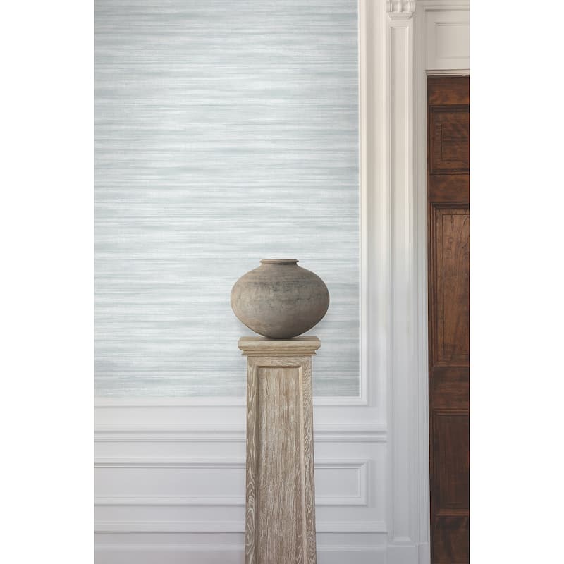 Ronald Redding Brushed Linen Light Blue Wallpaper