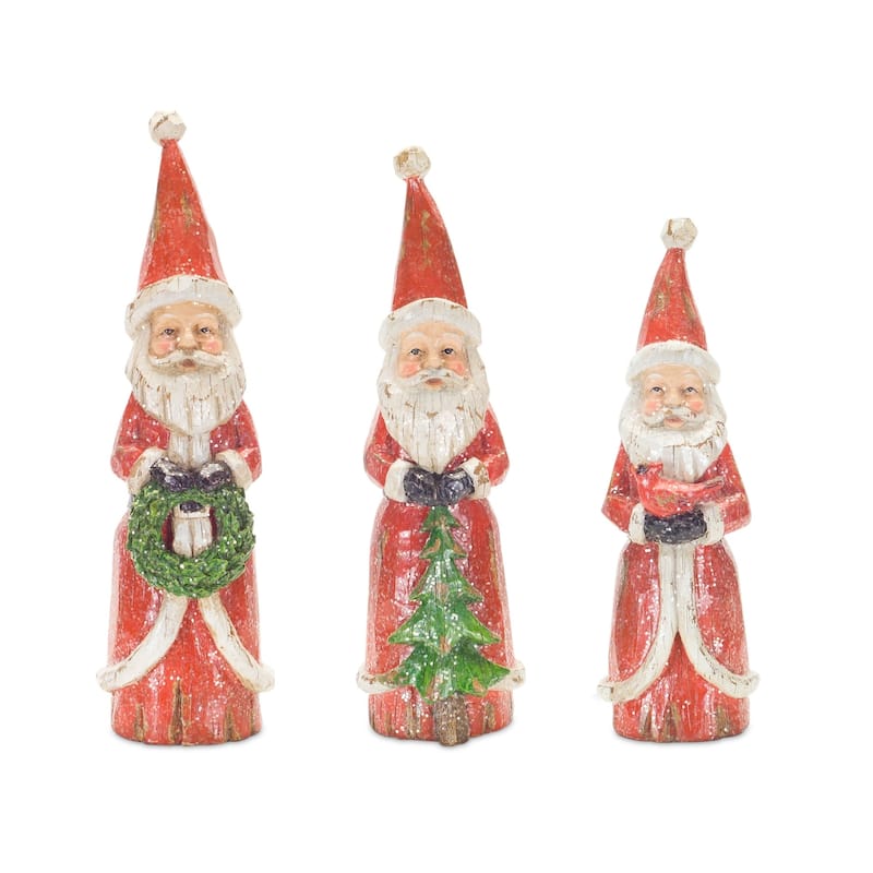 Smiling Santa Trio Christmas Figurines - 10.25" - Set of 3