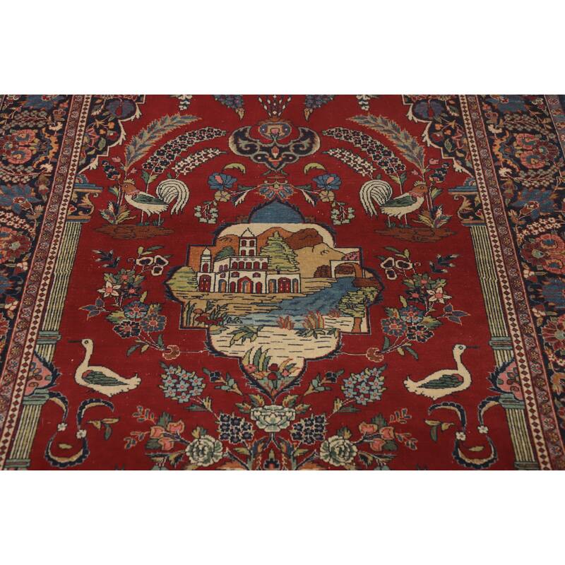 Hand Knotted Oriental 100% Wool Carpet Traditional Medallion Red Kashan Area Rug - 6' 10'' X 4' 6''
